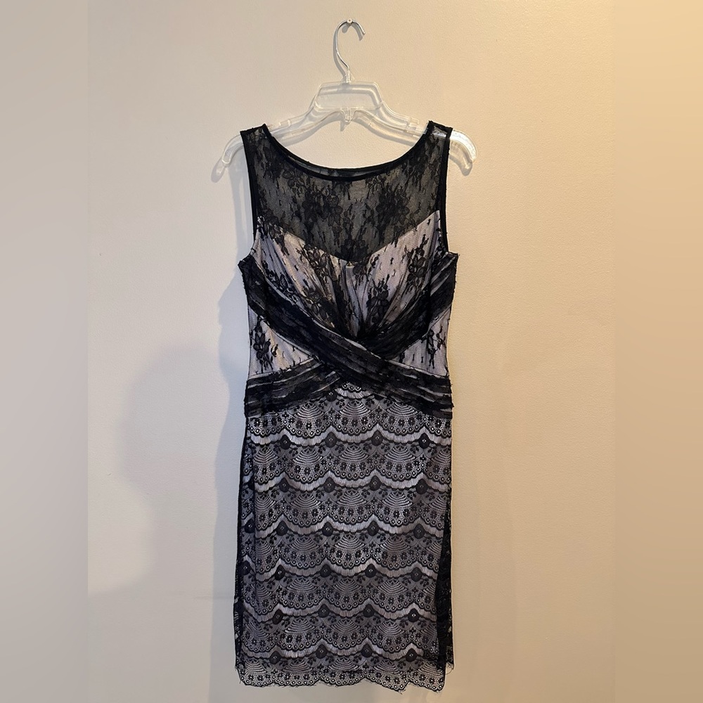 JAX mini black and nude lace dress. Size 10 with built in bra
